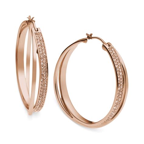 michael kors pave stud earrings rose golden|hoop earrings michael kors.